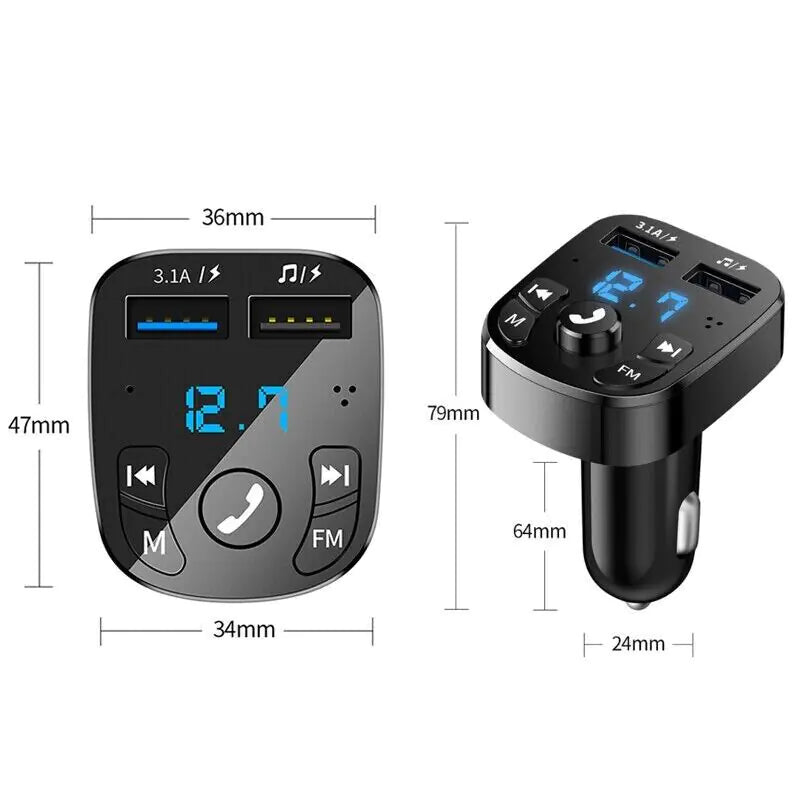 Transmisor FM Bluetooth 5.0 Coche | Manos Libres Doble USB