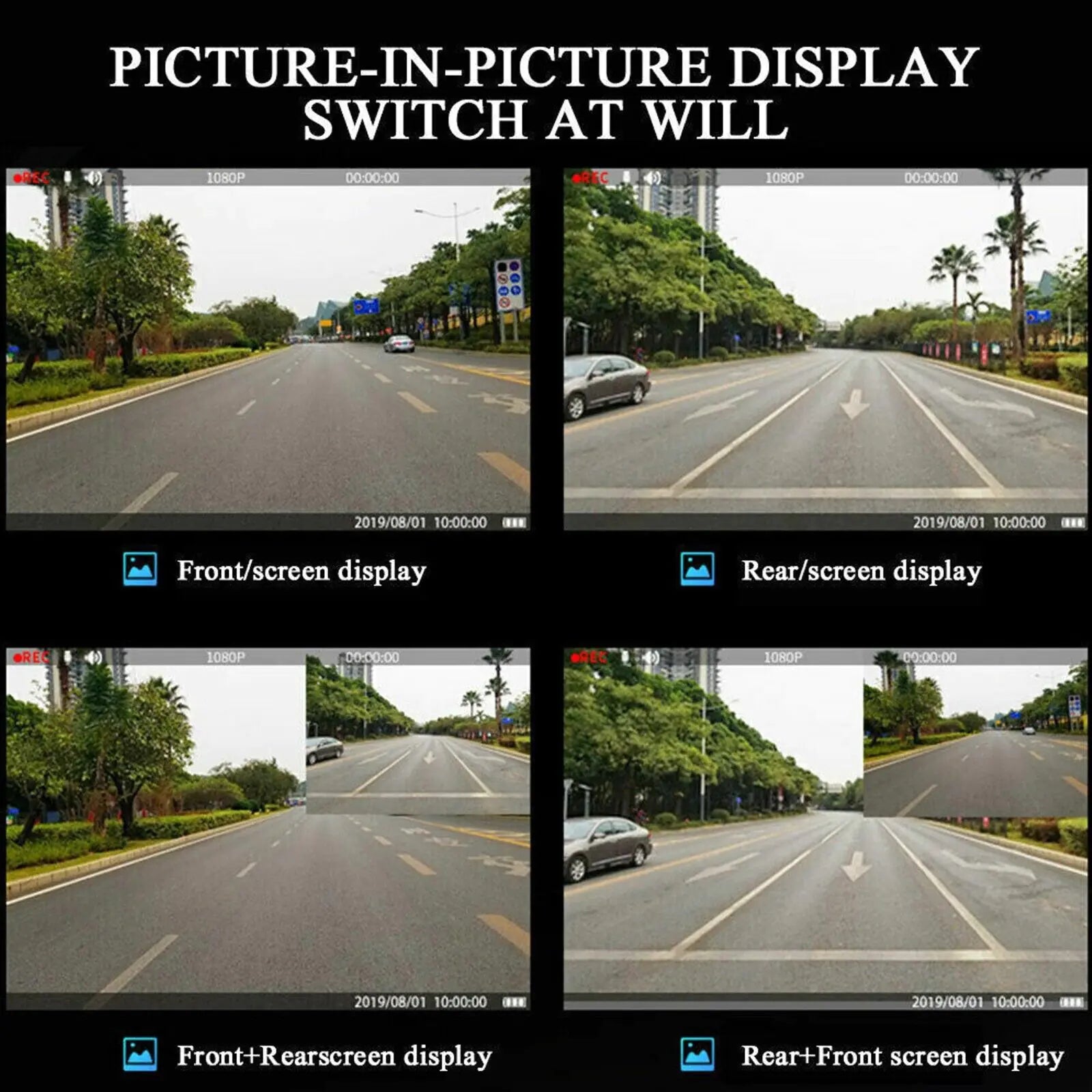 Cámara DVR Retrovisor Dual 1080P HD - Dashcam Frontal y Trasera con Pantalla 4.3" y Visión Nocturna