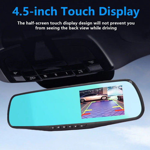 Cámara DVR Retrovisor Dual 1080P HD - Dashcam Frontal y Trasera con Pantalla 4.3" y Visión Nocturna