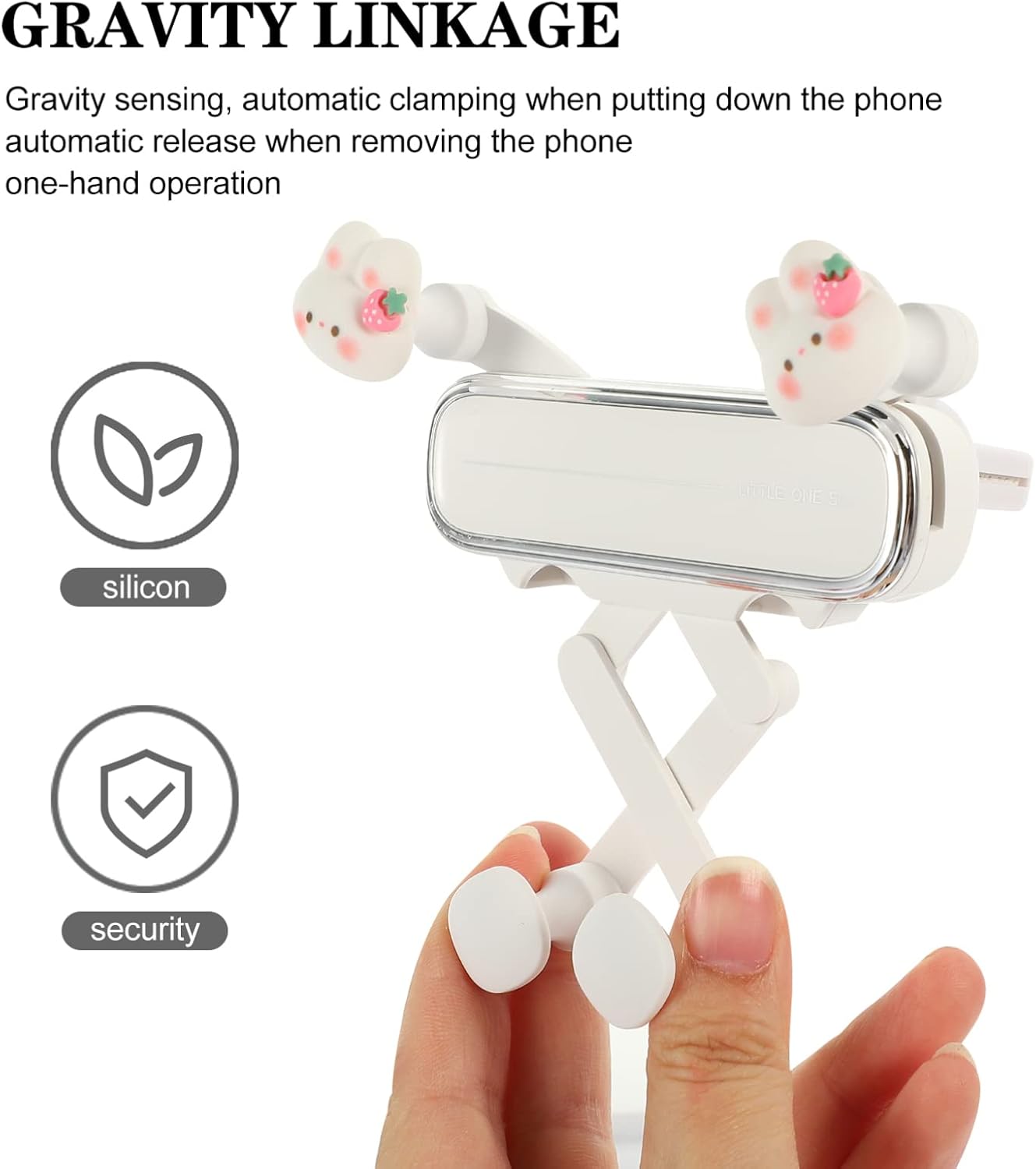 Soporte Móvil Coche Diseño Conejo - Gravedad Automática para Rejilla Ventilación con Adorno Decorativo