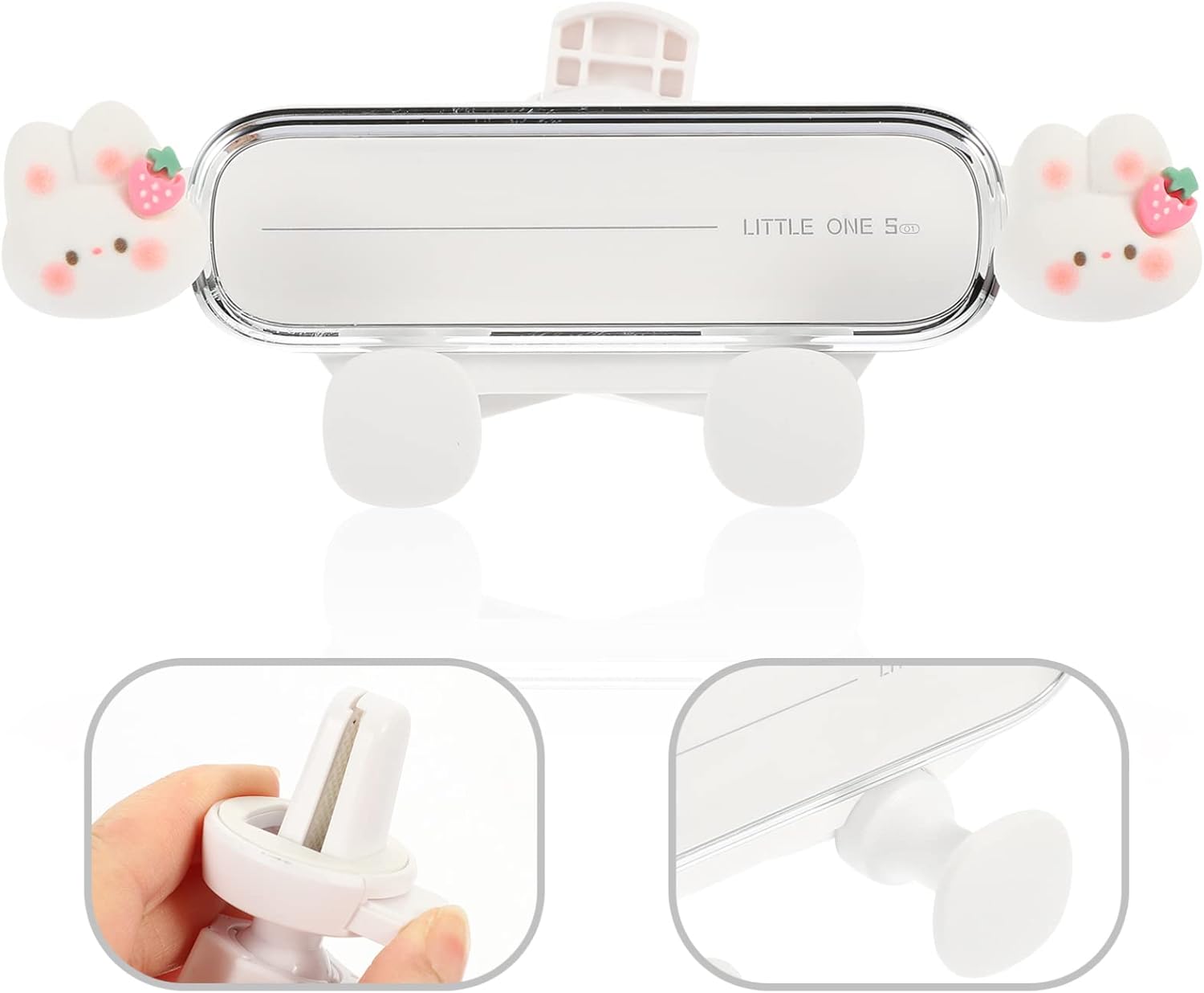 Soporte Móvil Coche Diseño Conejo - Gravedad Automática para Rejilla Ventilación con Adorno Decorativo