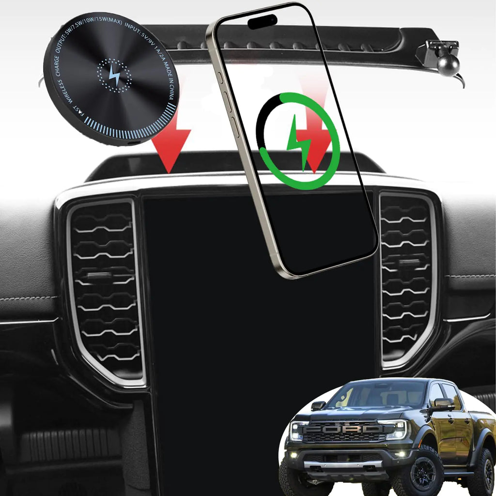 Soporte Magnético con Cargador Inalámbrico 15W para Ford Ranger 2024+ - Wincar Diseño Exclusivo